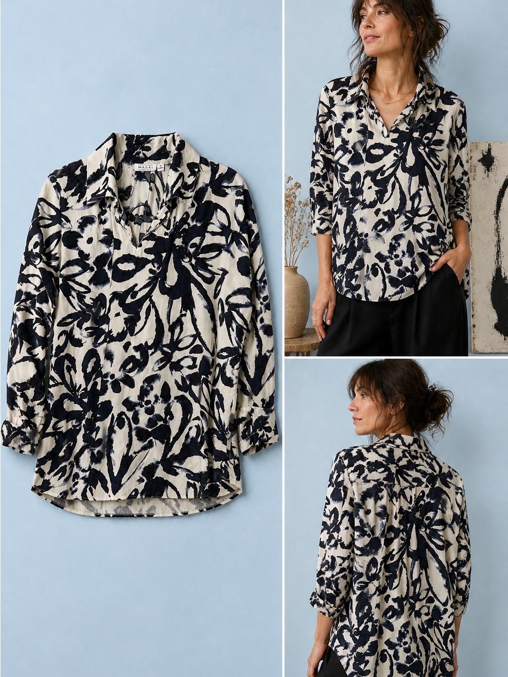 Masai of‎ Copenhagen Artsy Bold Boho Tunic Blouse Top. Size L. Oversized
